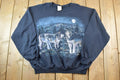 Vintage 1990s Two Wolves Outdoorsman Crewneck Sweatshirt  Embroidered  Nature Sweater  Animal Sweater