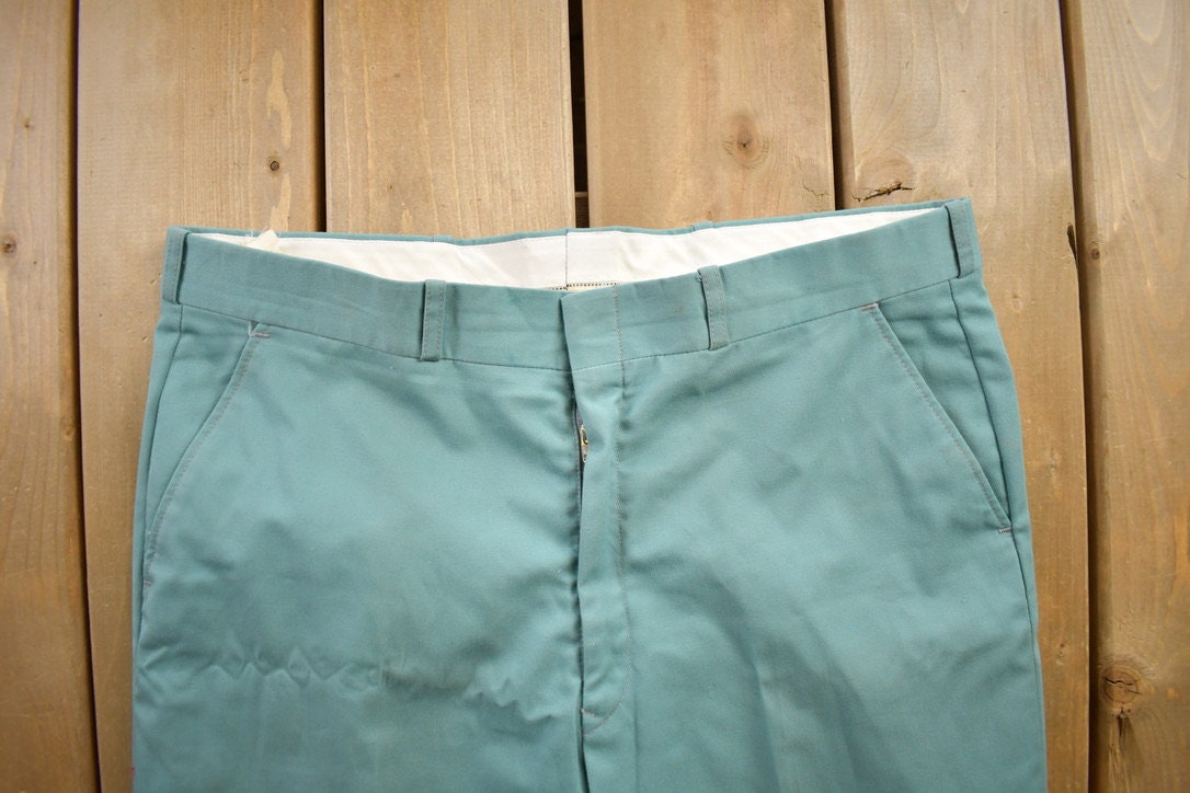 Vintage 1980s Wool Green Trousers Size 34x29/ 1980s Wool Pants / Streetwear / True Vintage / Vintage Workwear / Wool Pants