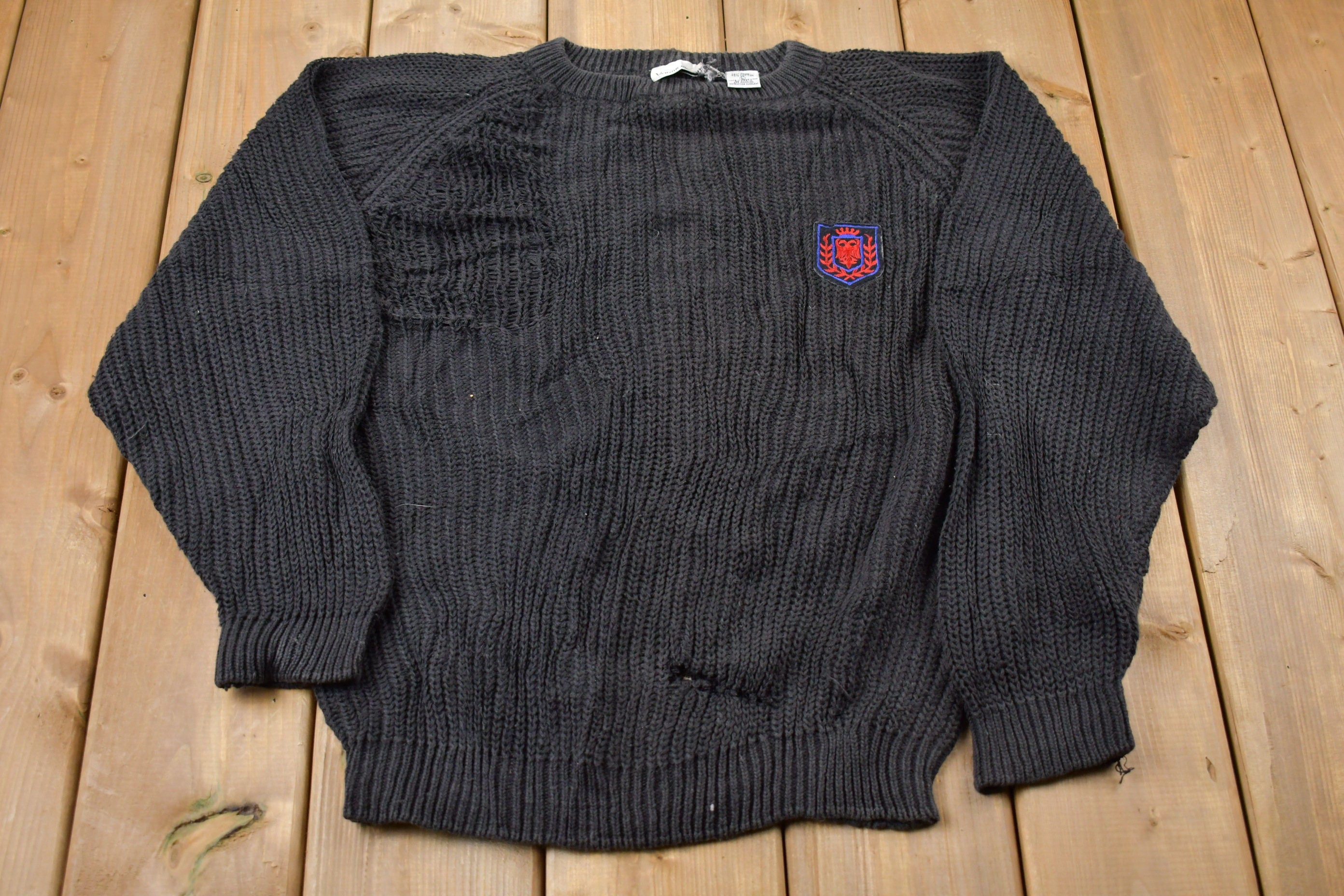 Vintage 1980s Jason Maxwell Embroidered Knitted Sweater