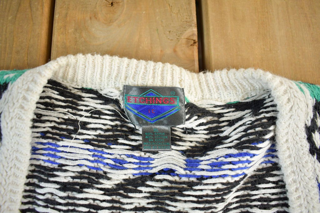 Vintage 1990s Etchings Knit Cardigan Sweater Men's XL