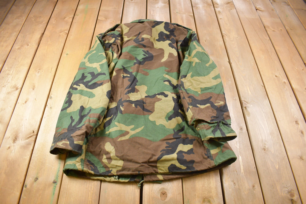 Vintage 1991 Military Woodland Camouflage Cold Weather Field Jacket