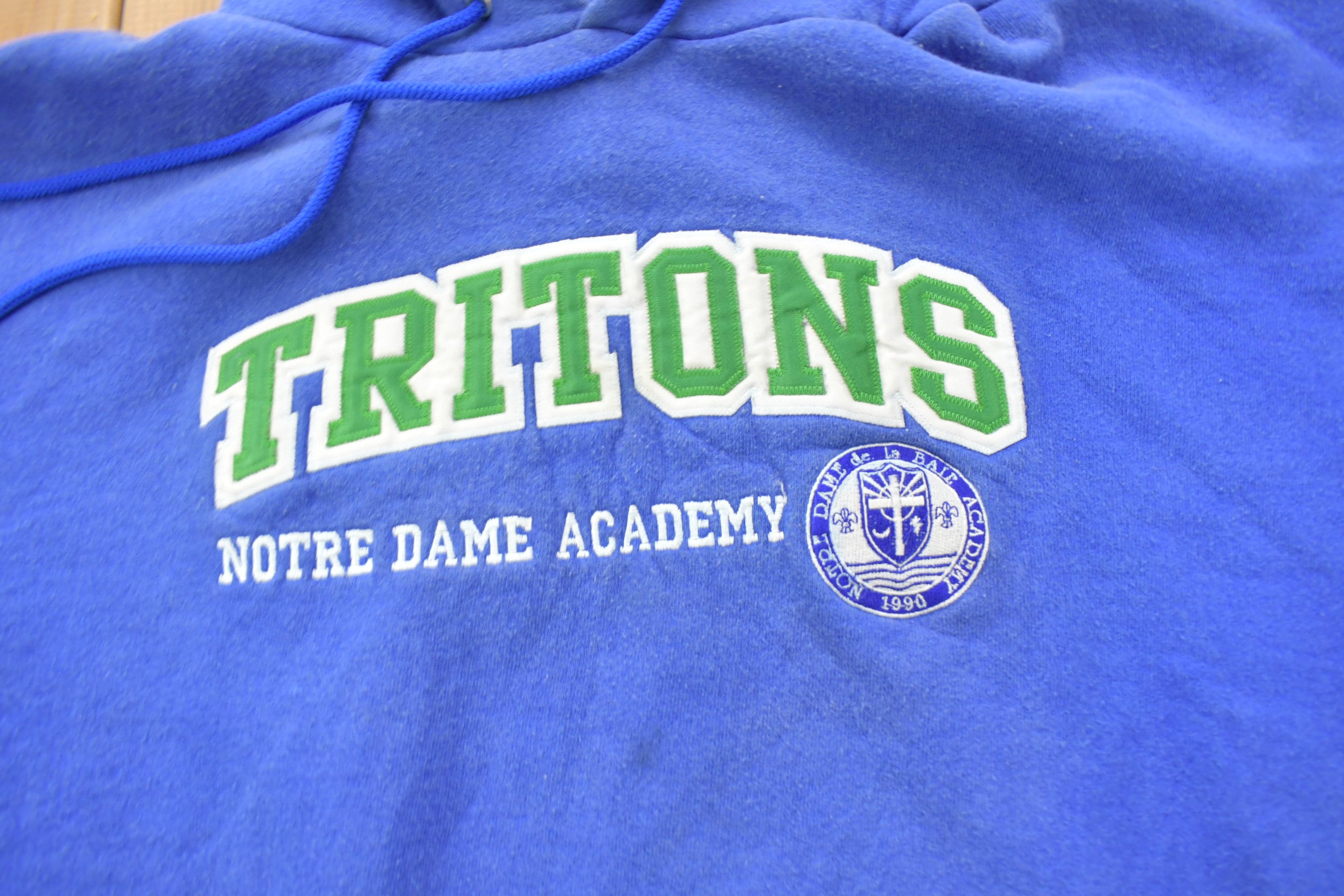 Vintage 1990 Notre Dame Academy Tritons Embroidered Hoodie