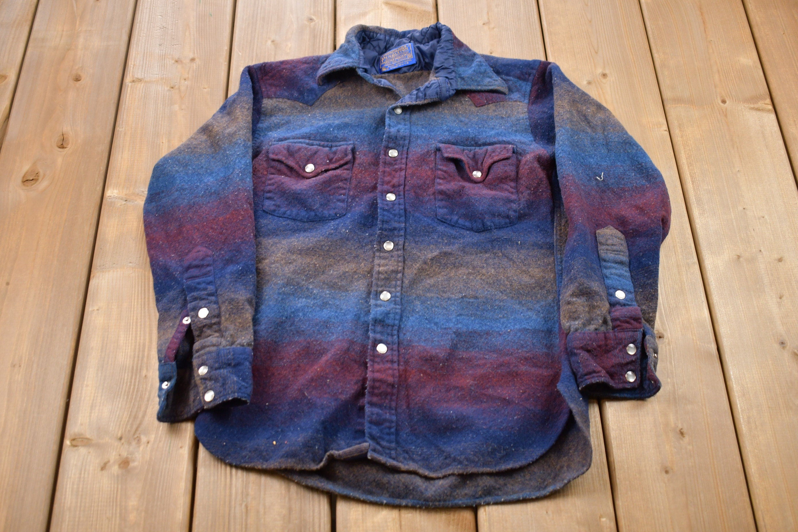 Vintage 1990s Pendleton Striped Gradient Button Up Shirt