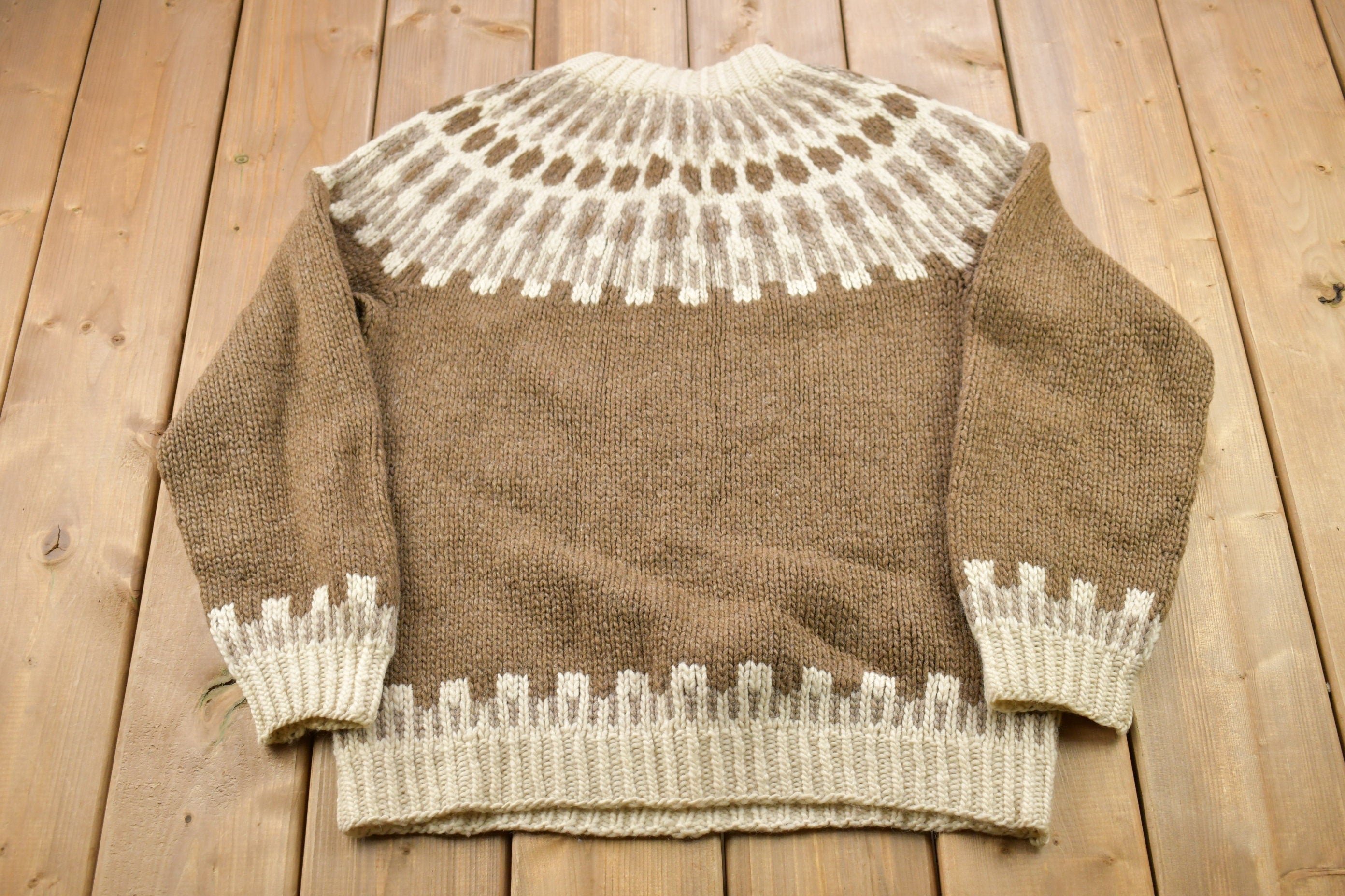 Vintage 1970s Nordic Graphic Knit Sweater Apres Ski