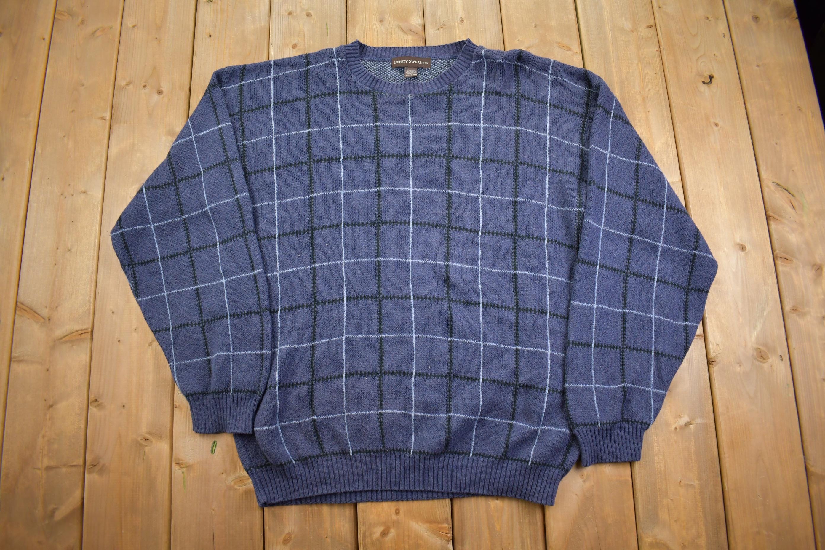 Vintage 1990s Liberty Sweaters Knit Crewneck Sweater Made in USA - XL