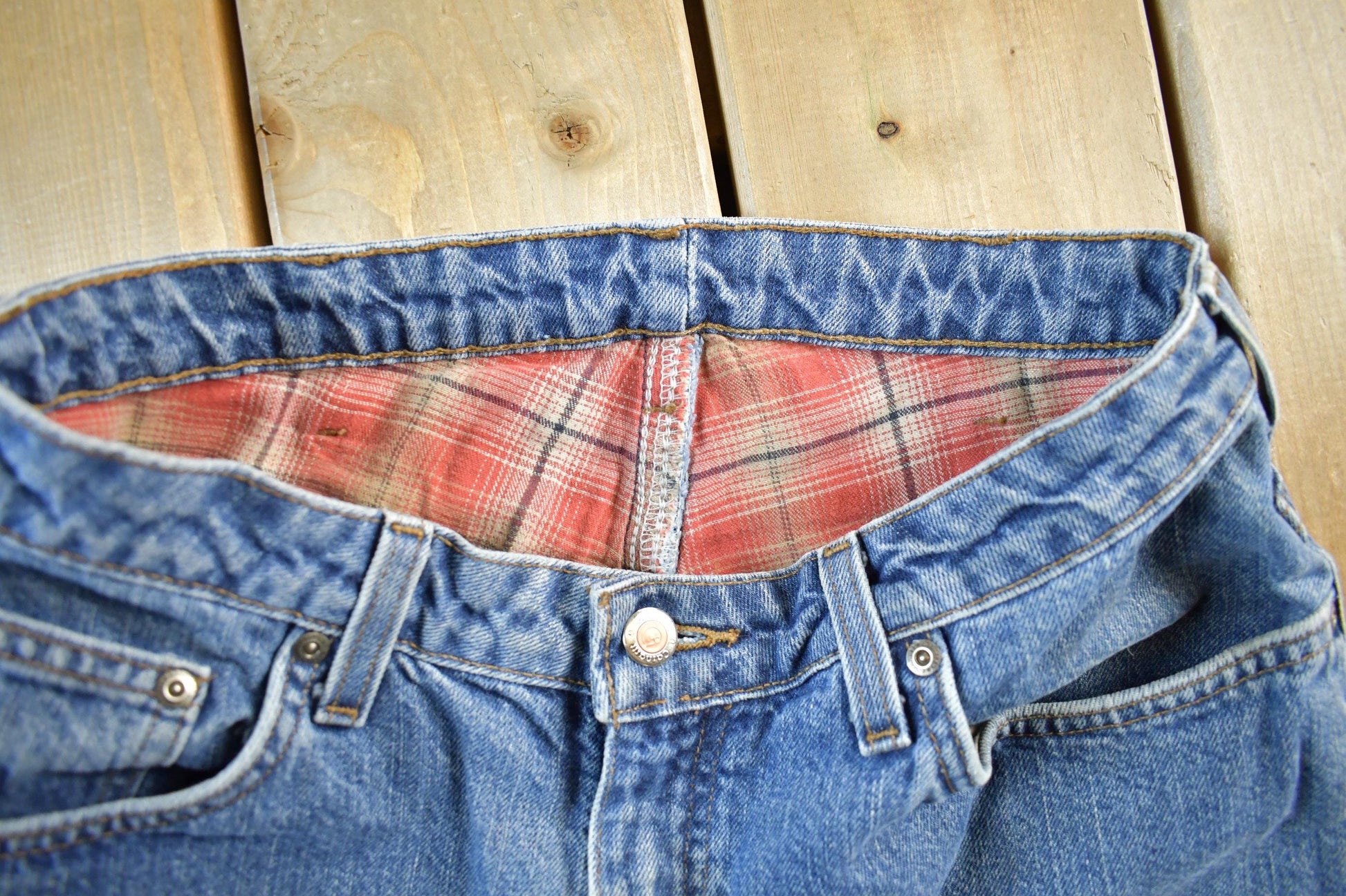 Vintage 2000s Carhartt Distressed Flannel Lined Denim Work Jeans Women's 29 x 32
