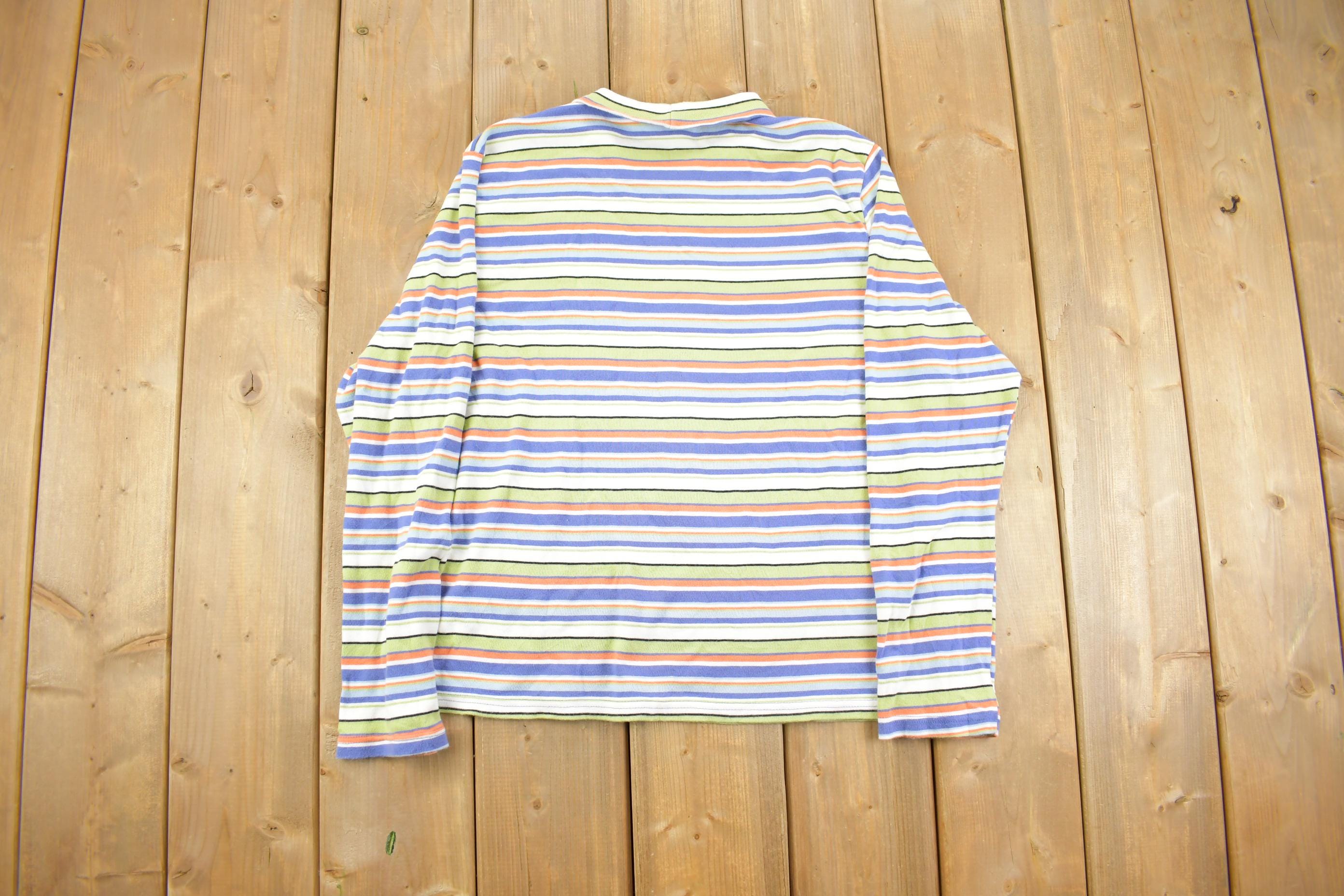 Vintage 1990s White Stag Striped Long Sleeve Turtle Neck