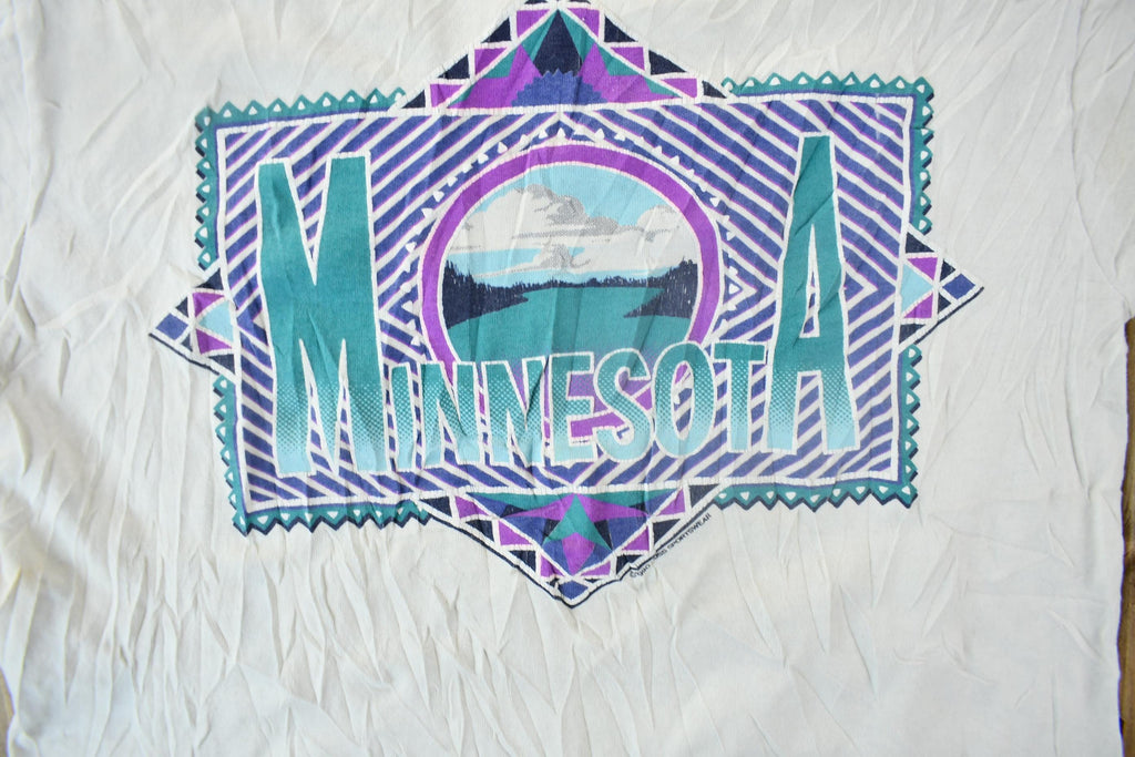Vintage 1990 Minnesota Graphic Souvenir Travel T-Shirt Made In USA