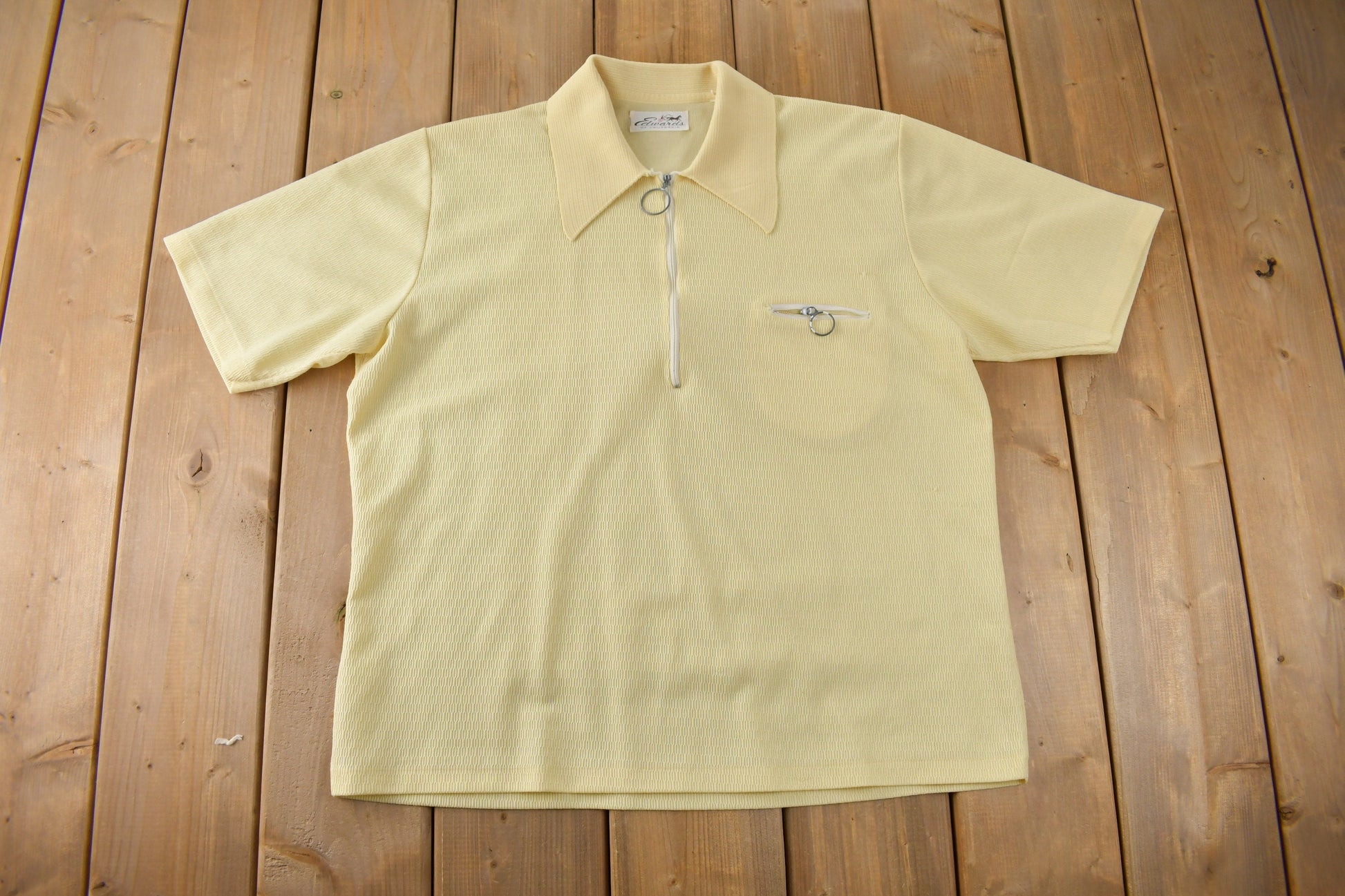 True Vintage 1960s Edward's Of California Half Zip Daggar Collar Shirt Size M