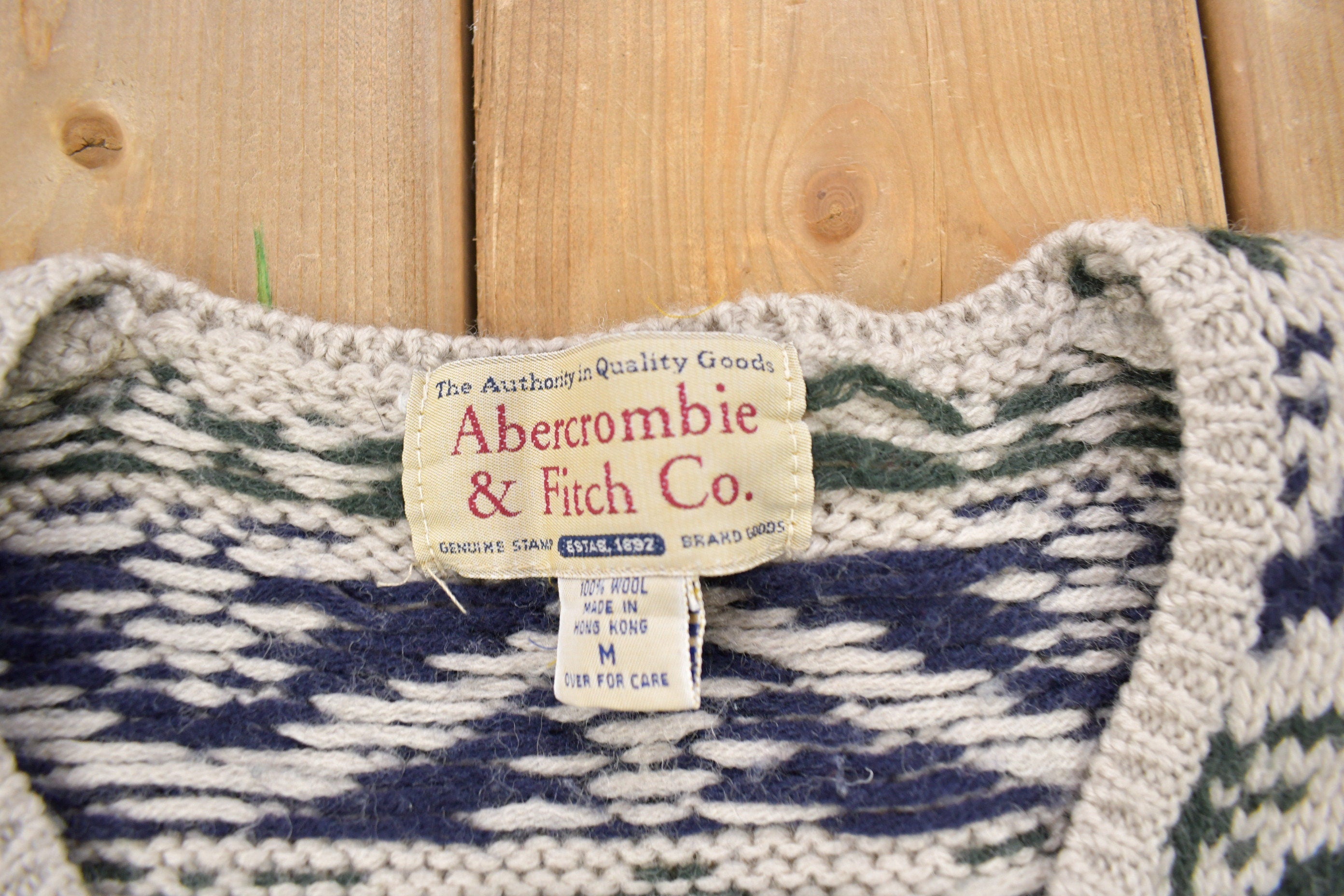 Vintage 1990s Abercrombie & Fitch Co Wool Knitted Crewneck Sweater