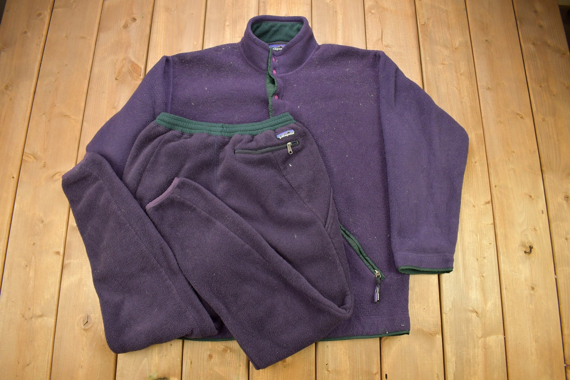 Vintage 1990s Patagonia T Snap Fleece Sweater & Matching Pants Size M