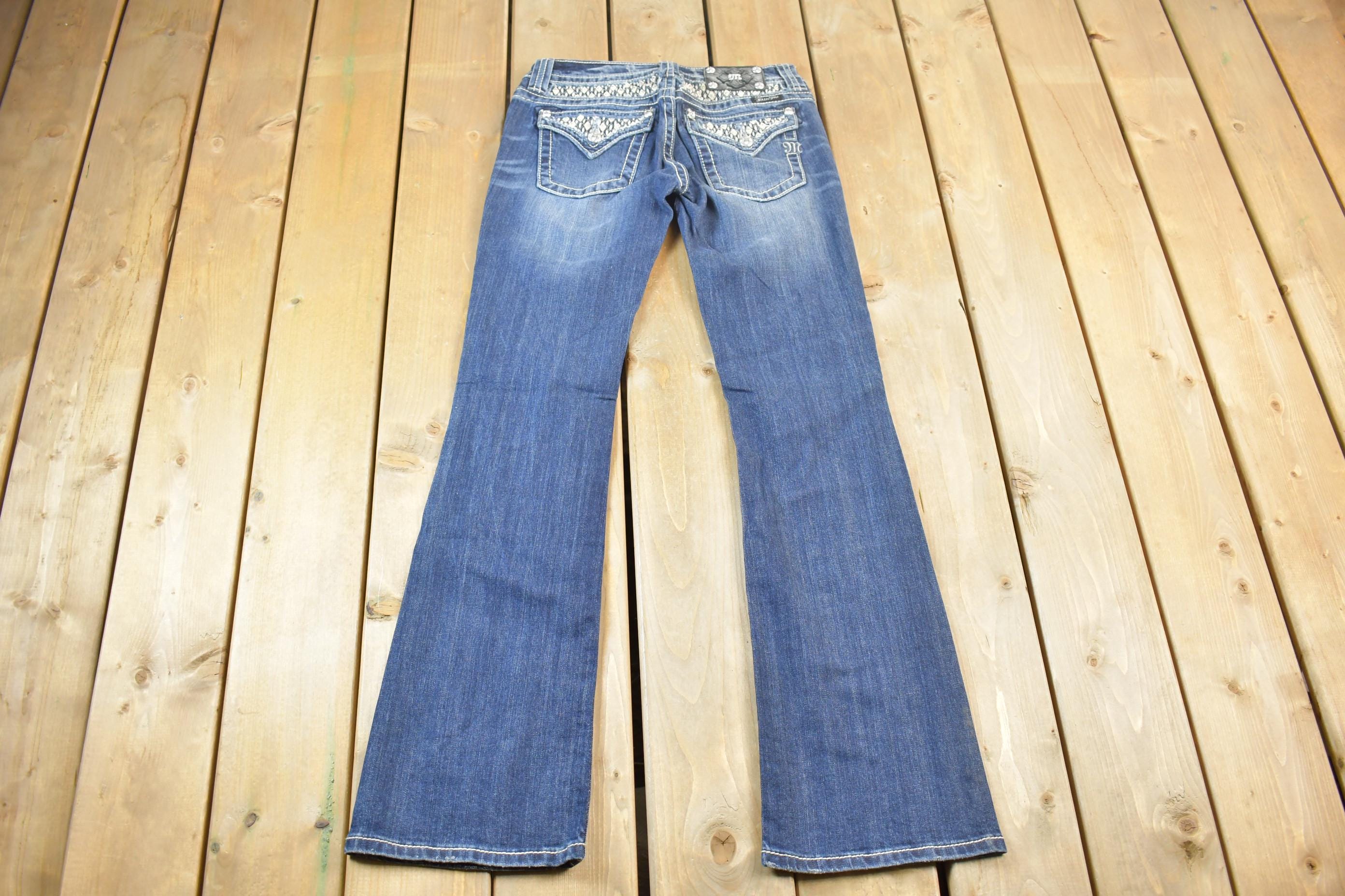 Vintage Y2K Miss Me Bedazzled Low Rise Jeans Size 26x33