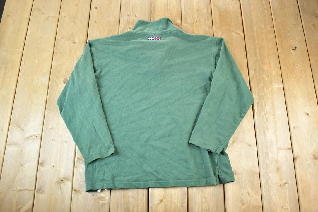 Vintage 1990s Tommy Jeans Souvenir Quarter Zip Crewneck Sweatshirt Made In USA