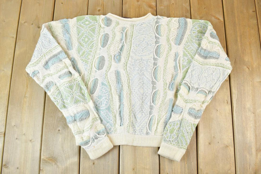 Vintage 1990s Coogi Made In Australia 3D knit 100% Cotton Abstract Pattern Crewneck Sweater
