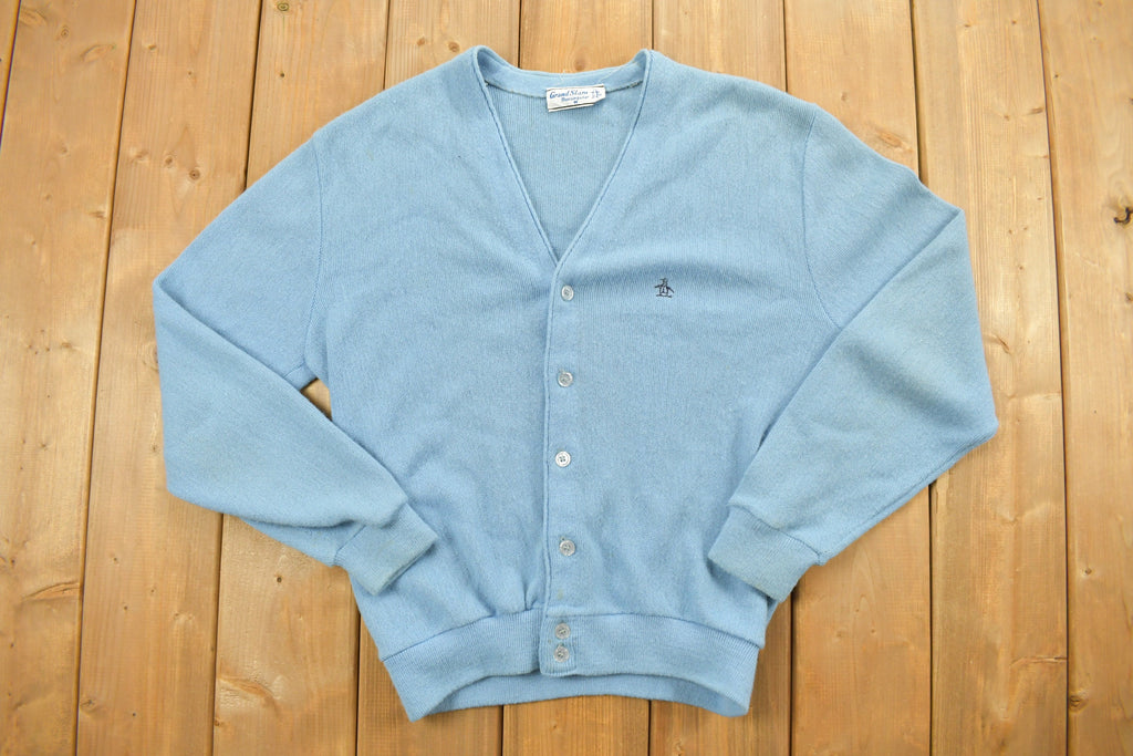 Vintage 1990s Grand Slam Knitted Blue Cardigan Sweater