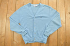 Vintage 1990s Grand Slam Knitted Blue Cardigan Sweater