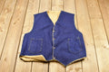 Vintage 1980s Fleece Lined Denim Button Up Vest