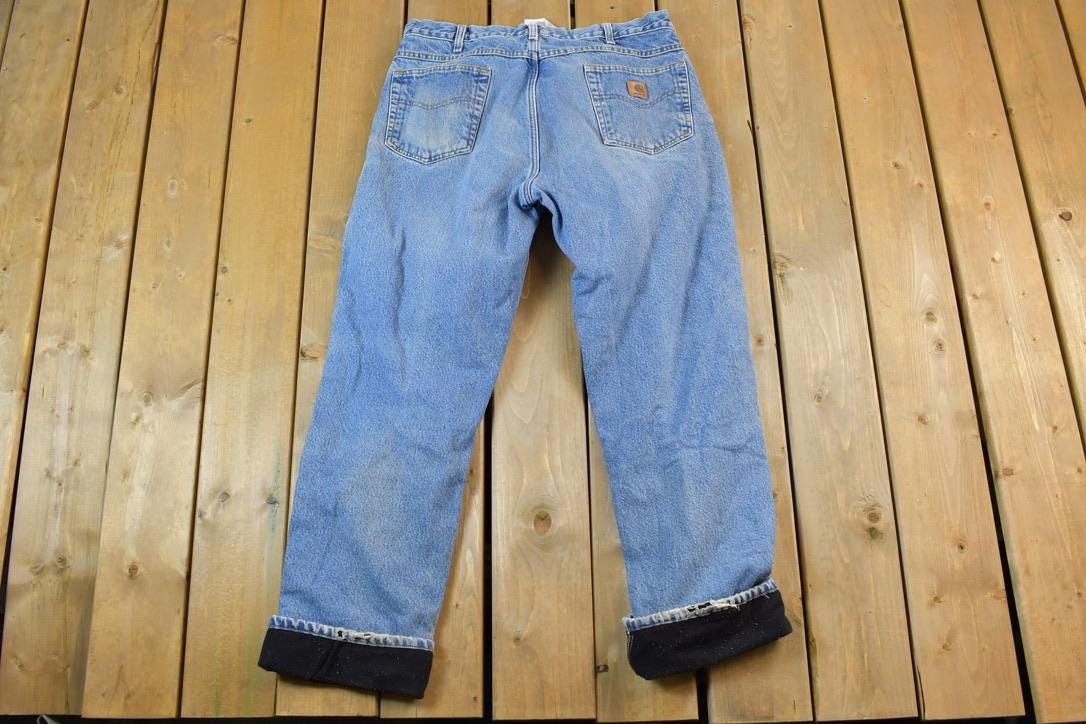 Vintage 1990s Carhartt Fleece Lined Denim Jeans Size 36x34