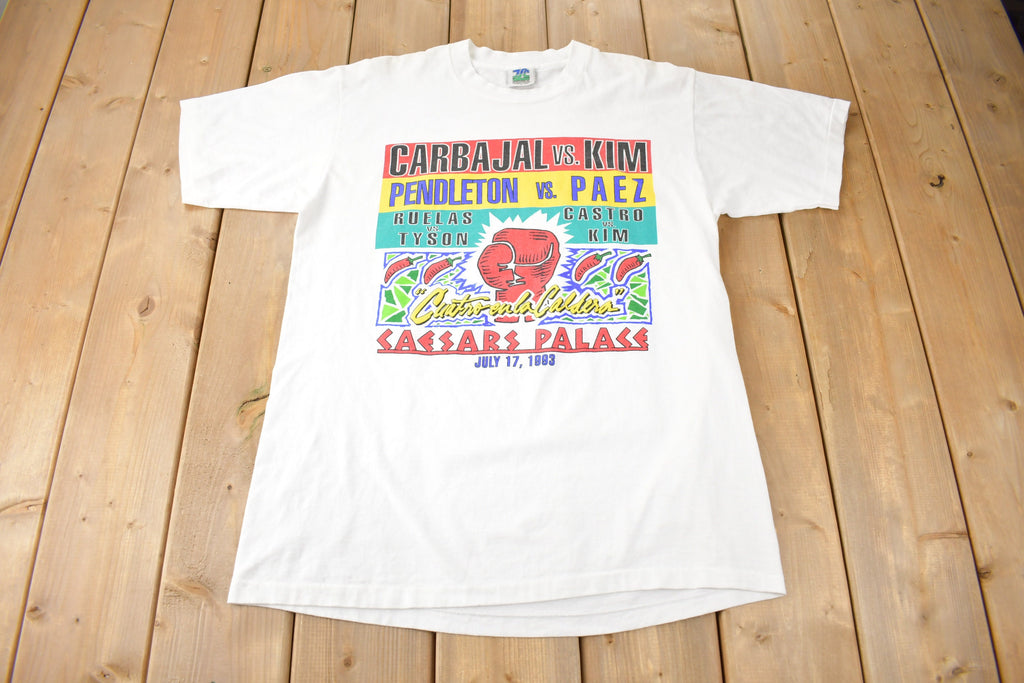 Vintage 1993 Carbajal Vs Kim Cesars Palace Boxing Promo Single Stitch Graphic T Shirt Made In USA
