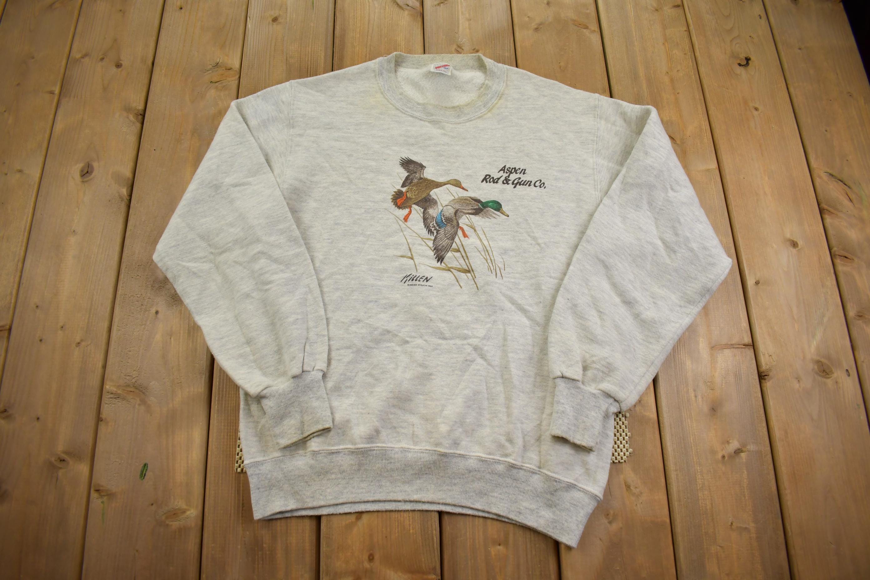 Vintage 1990s Aspen Rod & Gun Co Mallard Print Outdoorsman Crewneck Sweatshirt Made In USA