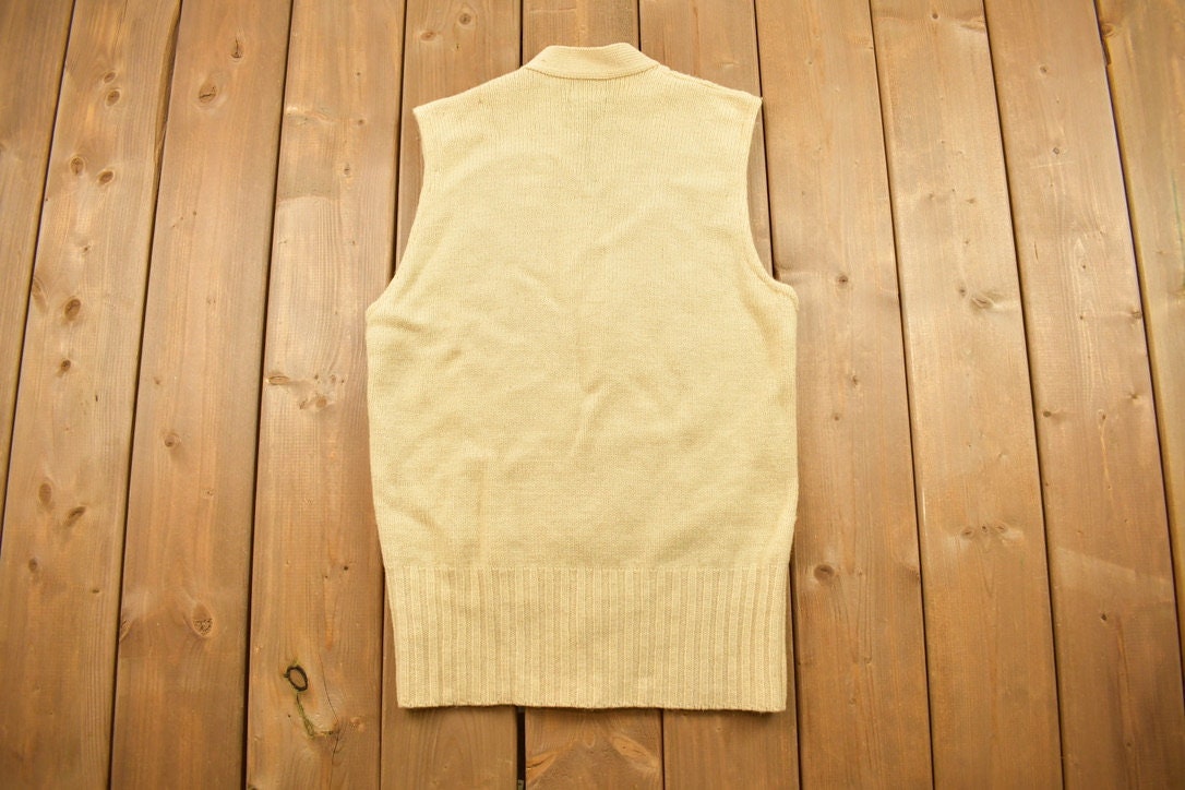 Vintage 1970s Cable Knit Cardigan Vest Sweater