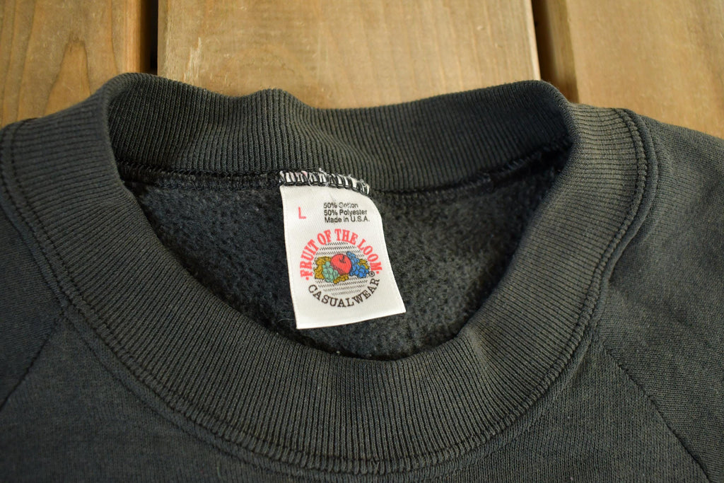 Vintage 1990s Fruit of the Loom Black Crewneck Sweatshirt Men's Large
