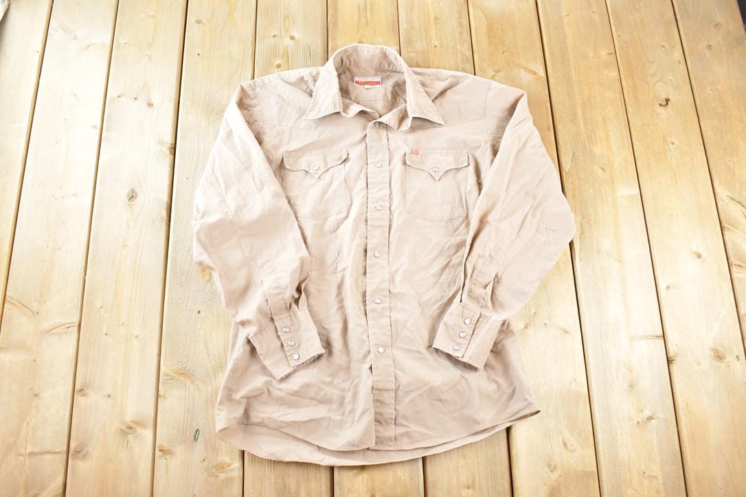 Vintage 1980s Ely Plains Blank Button Up Shirt Men's M
