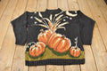 Vintage 1990s Stitches Pumpkin All Over Graphic Knit Mock neck Sweater Size L