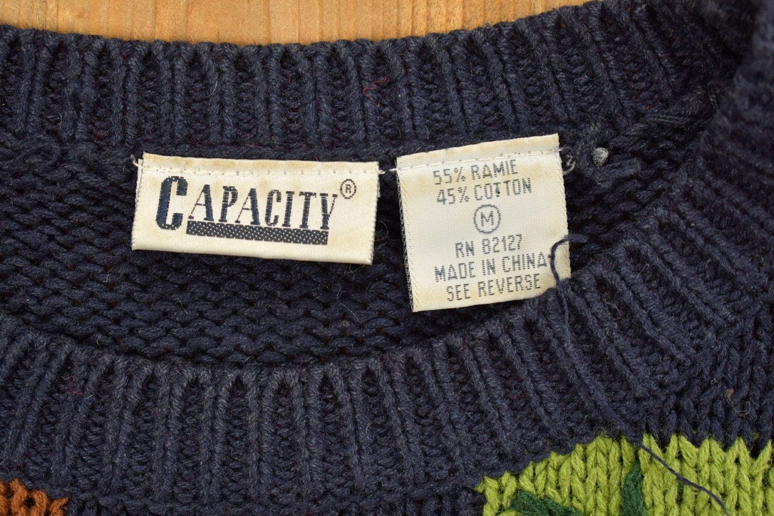 Vintage 1990s Patchwork Floral Knit Sweater