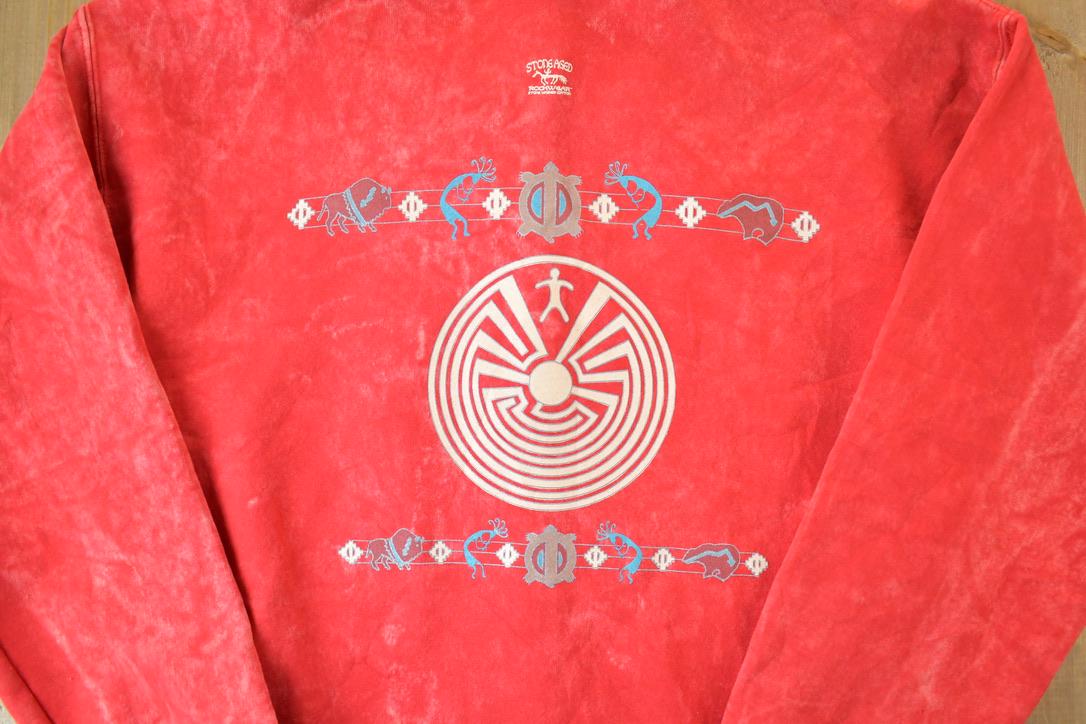 Vintage 1990s Stone Aged Rockwear Button Up Crewneck Sweatshirt