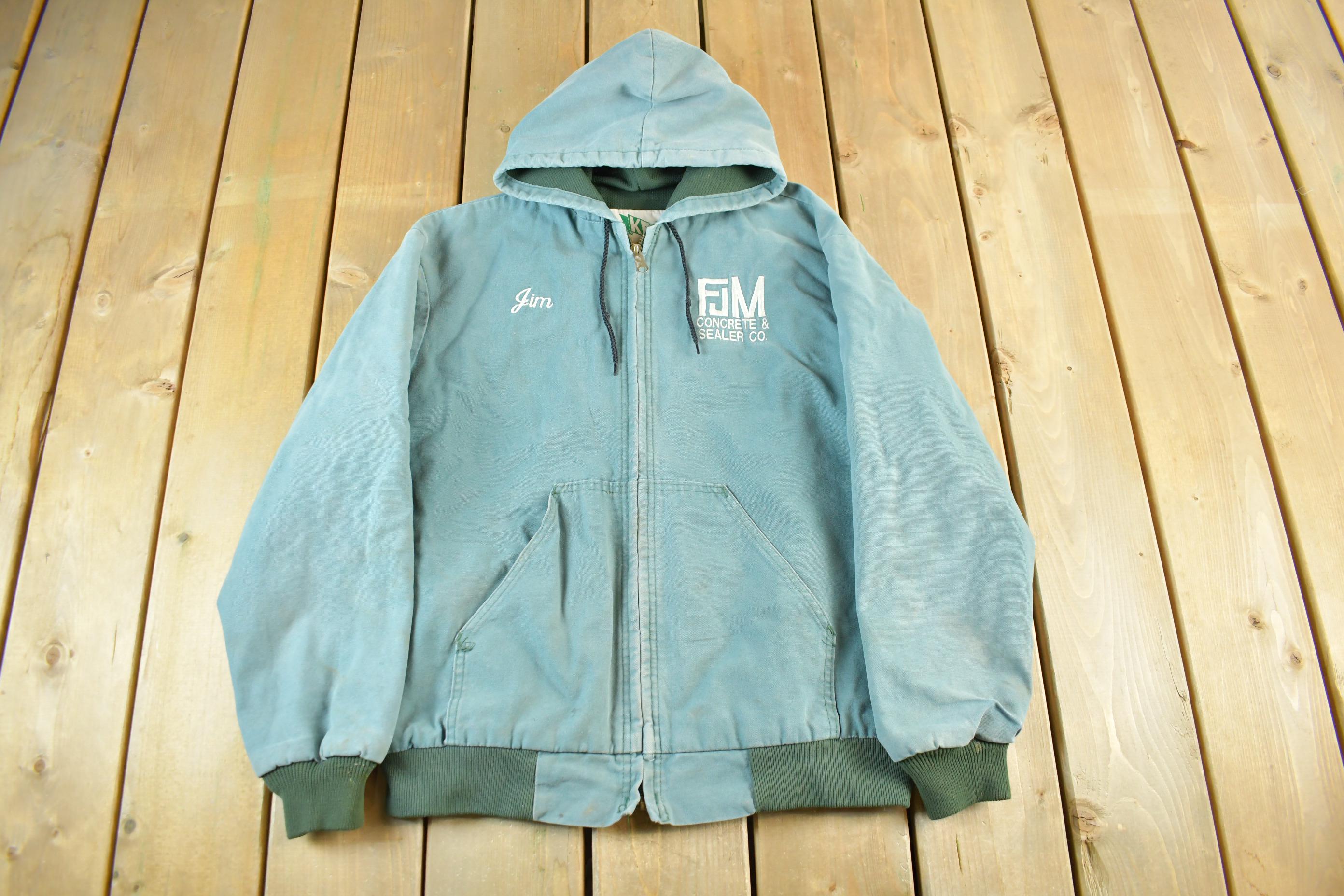 Vintage 1990s Key Sun Faded Hooded Work Jacket Men's XL