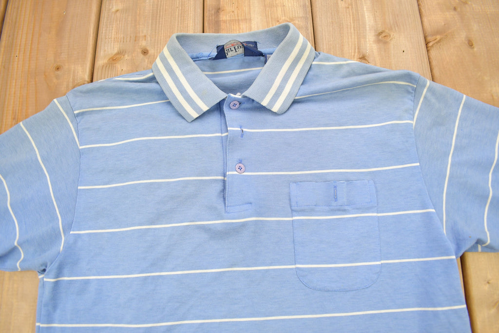 Vintage 1980s Par Four Sportswear Striped Collared Polo Shirt