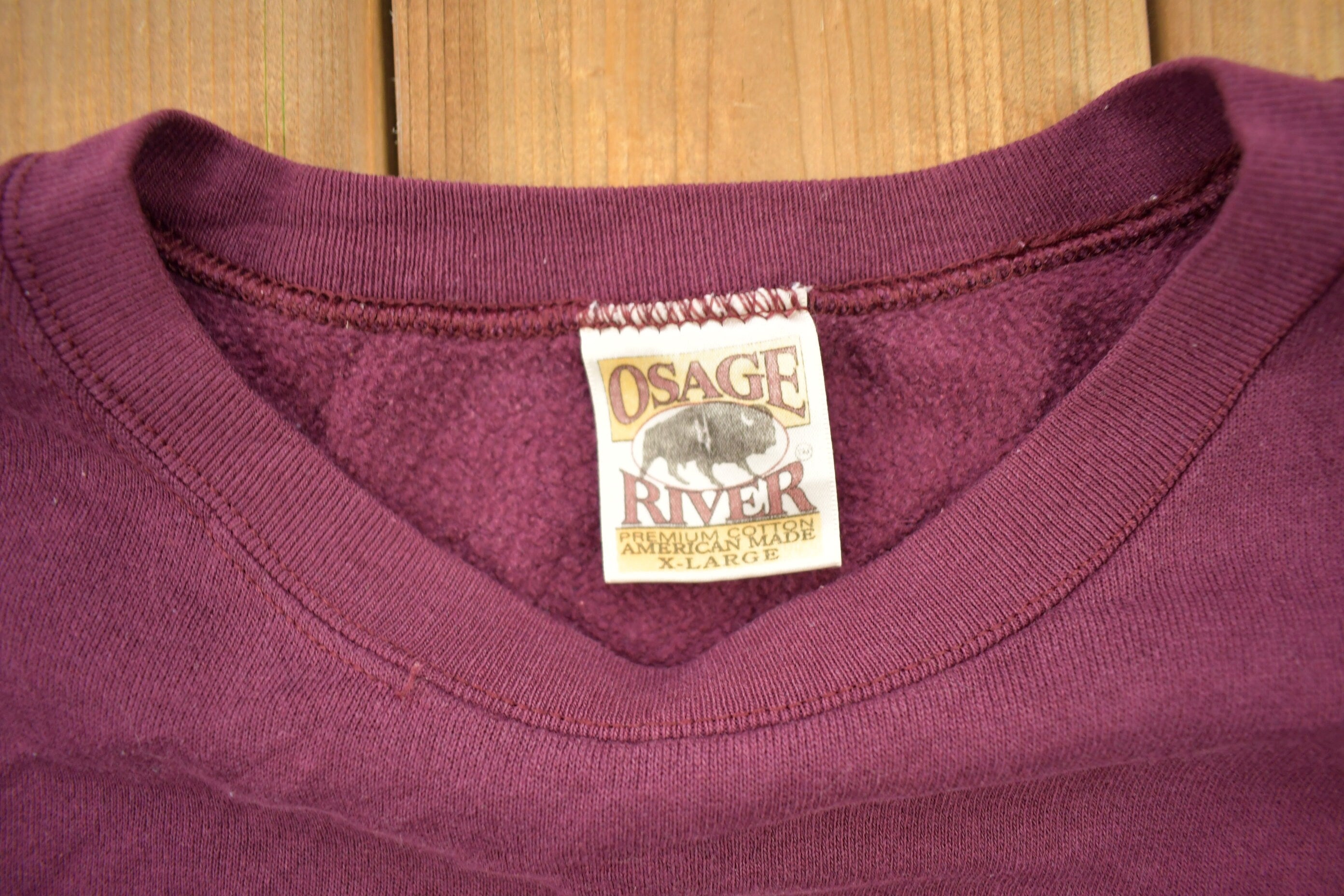 Vintage 1990s Osage River Blank Burgundy Crewneck Sweatshirt