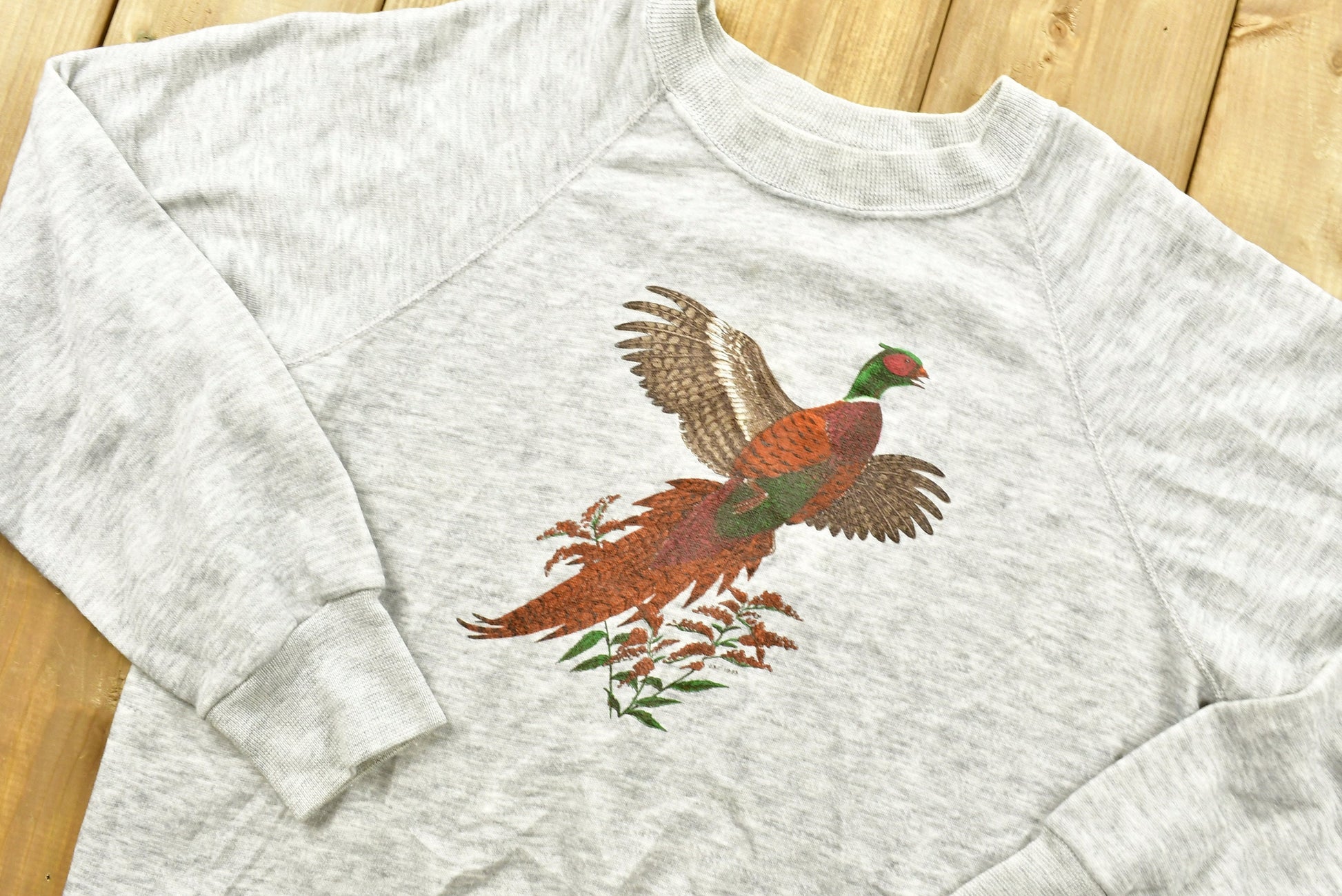 Vintage 1985 Bird Graphic Raglan Crewneck / Nature Print / Vintage Sweatshirt / Animal Print / Wilderness / Pullover Sweatshirt