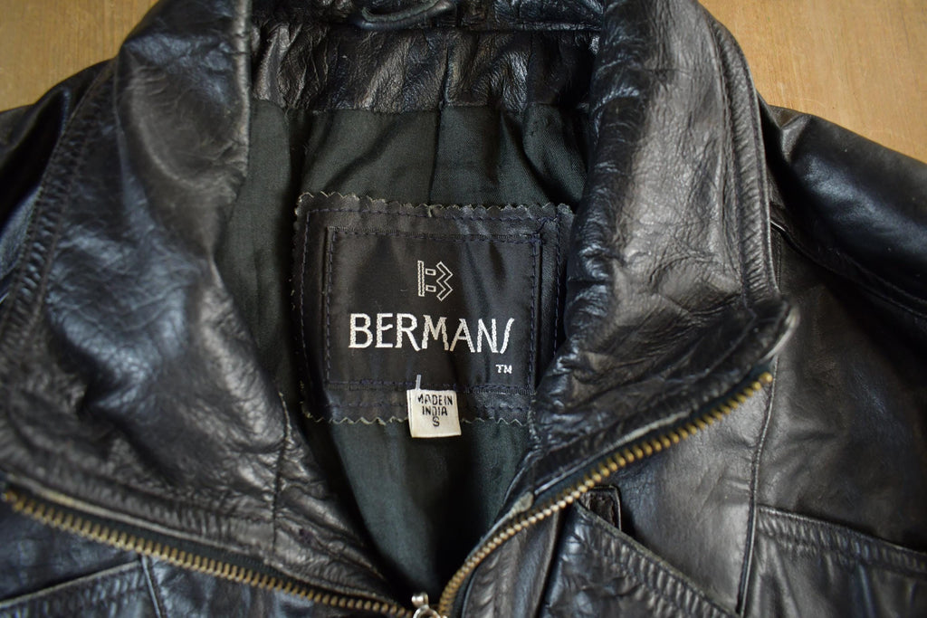 Vintage Berman's Leather Biker Jacket - 1990s Moto Style