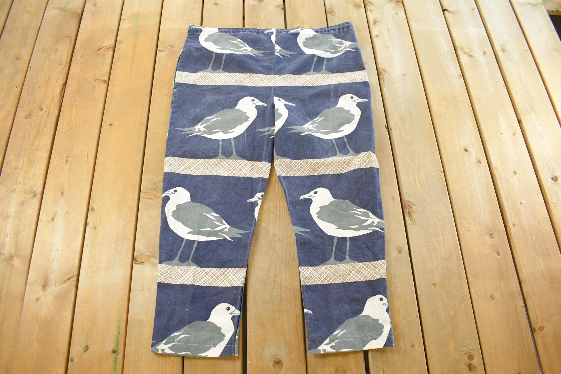 Vintage 1980s Michigan Rag Co Seagull Bird All Over Print Pants Men's Large