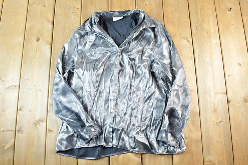 Vintage 90s Metallic Button-Up Shirt - Women's Size S