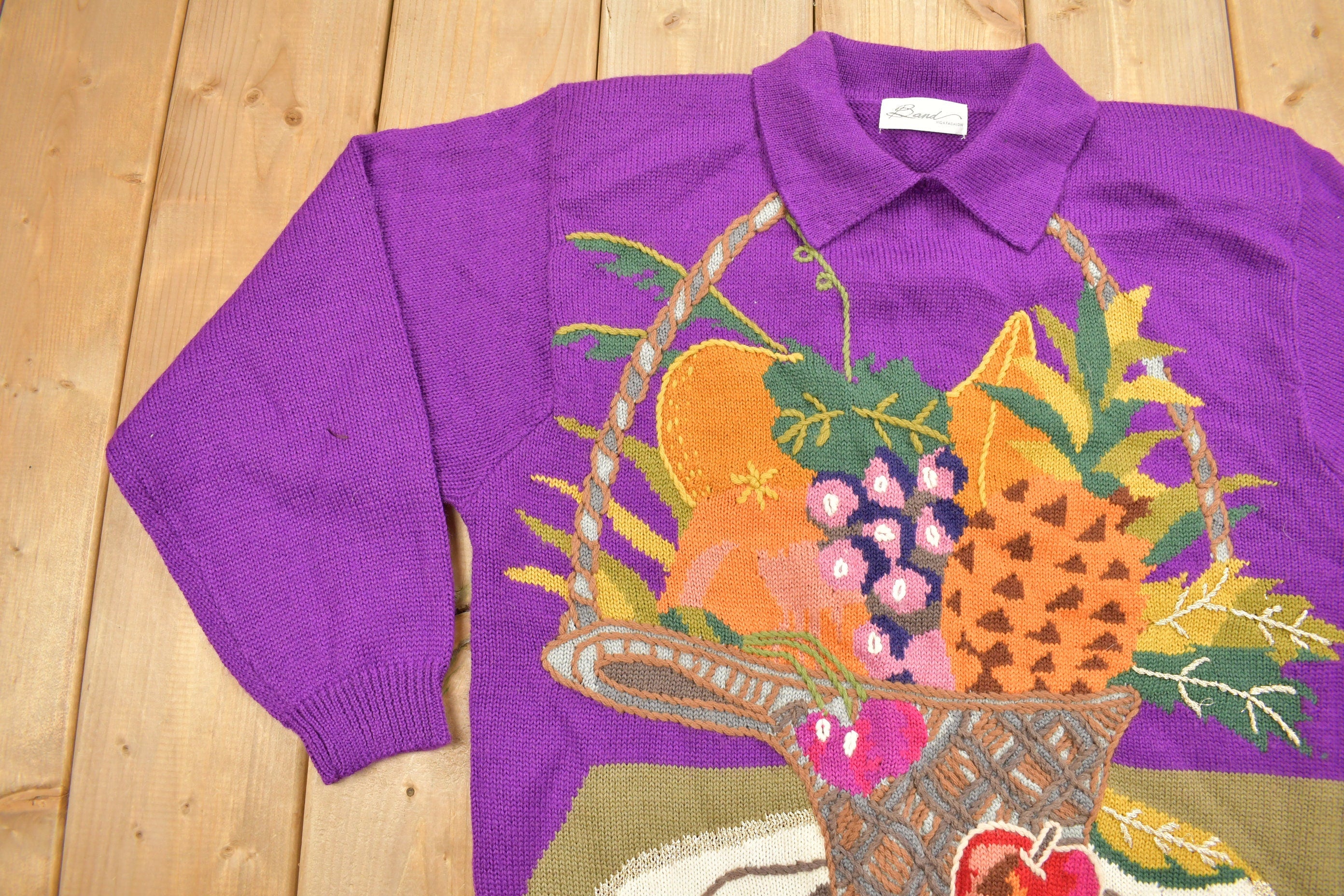 Vintage 1990s Fruit Bowl Knit Sweater