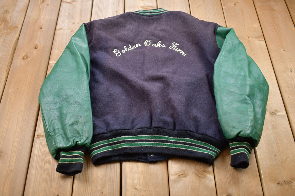 Vintage 1990s Delong Golden Oaks Farm Wool Bomber Jacket