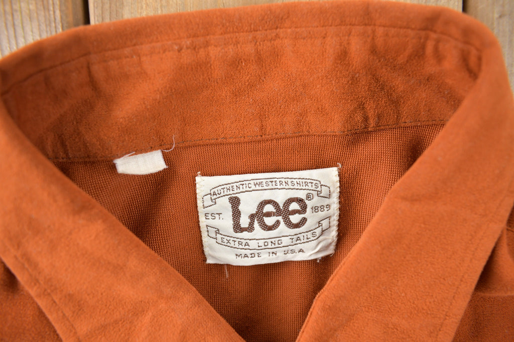 Vintage 1970s Lee Western Style Pearl Snap Button Up Shirt Made in USA Size L