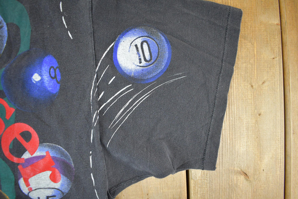 Vintage 1992 Budweiser Billiards Pool All Over Print Graphic T-Shirt Men's Large