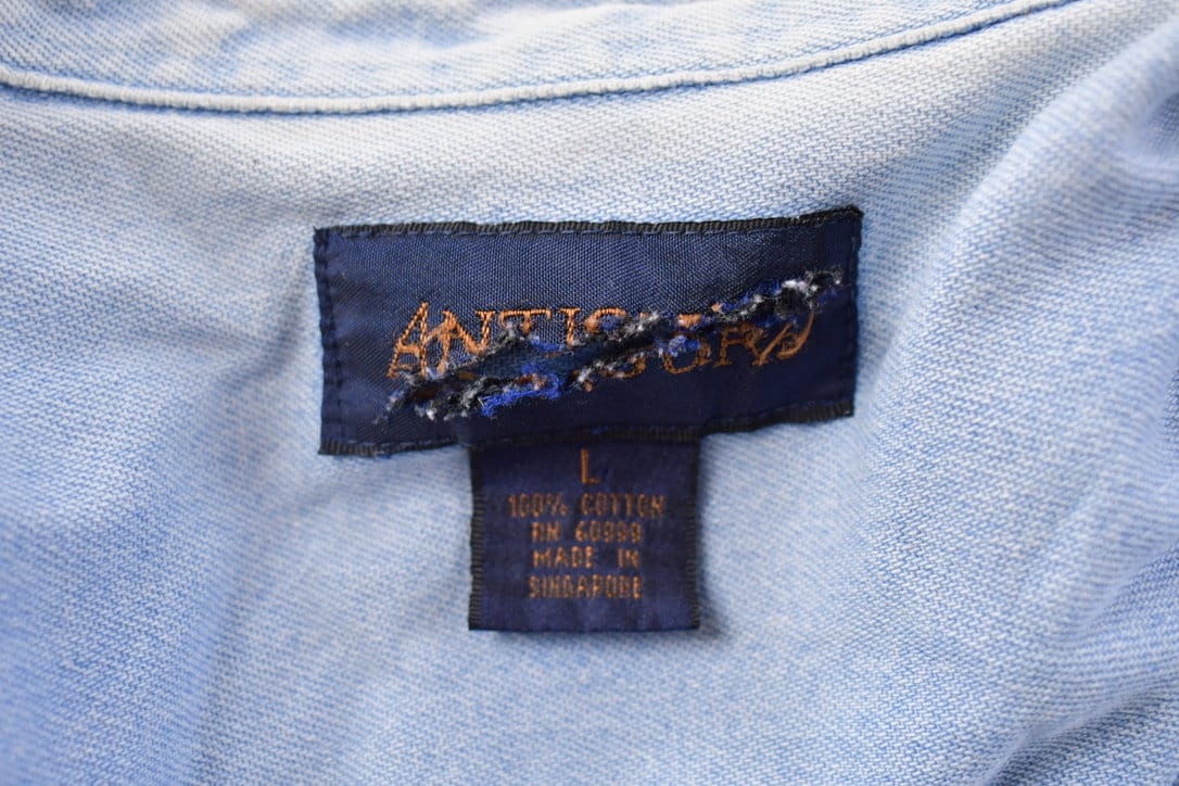 Vintage 1990s Blank Denim Button Up Shirt