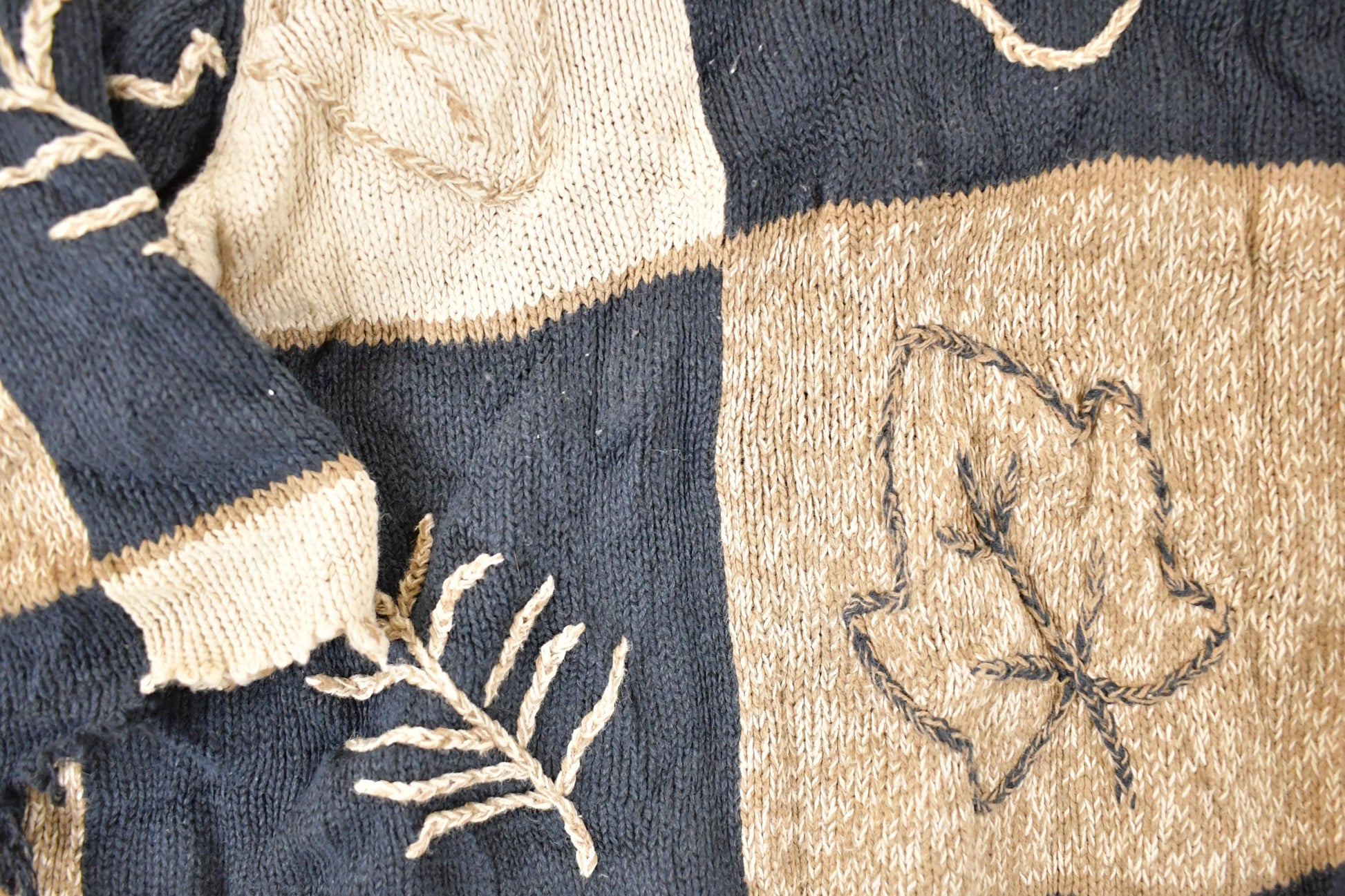 Vintage 1990s C.J Banks Hand Embroidered Leafy Abstract Knit Cardigan Sweater Women's 3X Boxy