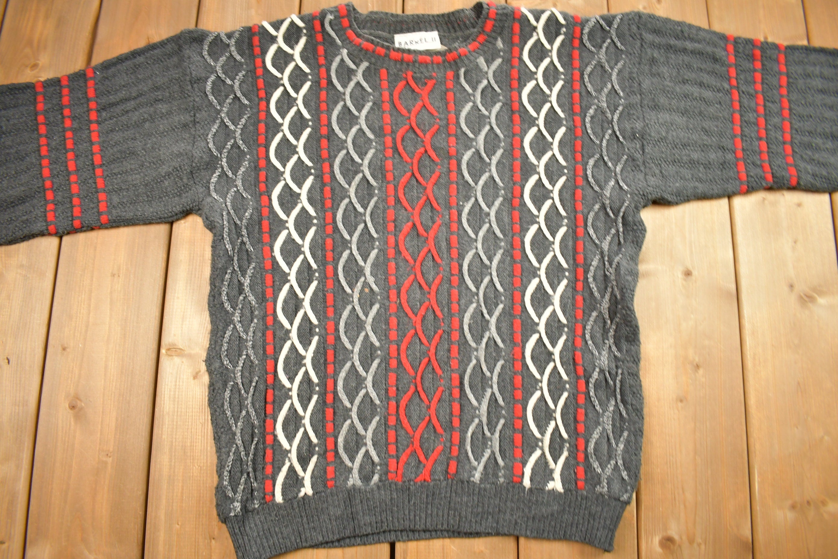 Vintage 1990s Barrel Made In USA Knitted Cable Knit Sweater