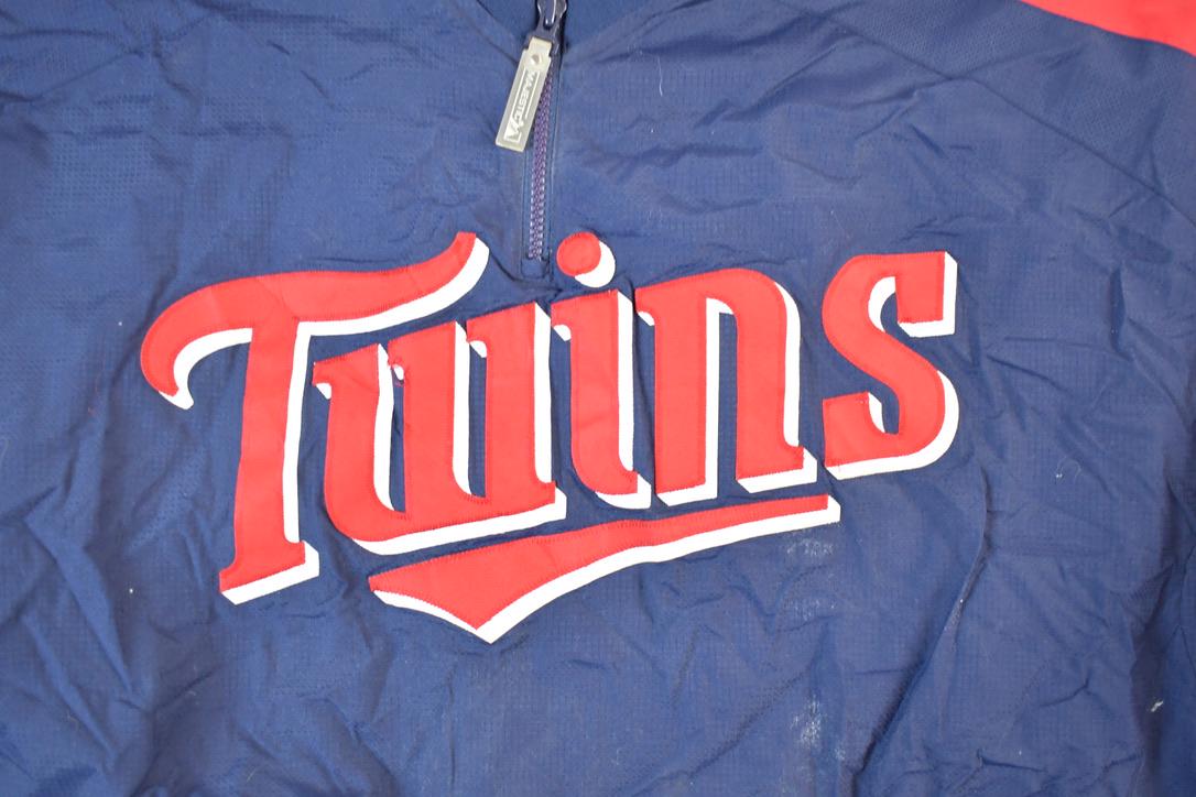 Vintage 1990s Minnesota Twins Majestic Quarter Zip MLB Baseball Windbreaker Jacket