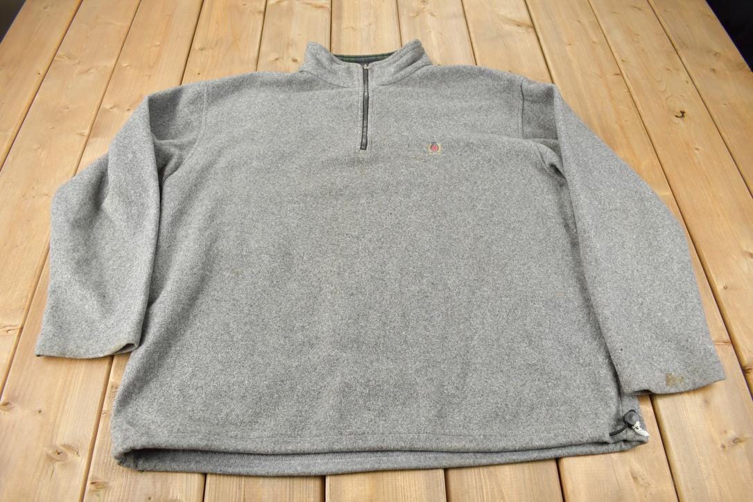 Vintage 1990s Tommy Hilfiger Embroidered Quarter Zip Fleece Sweater