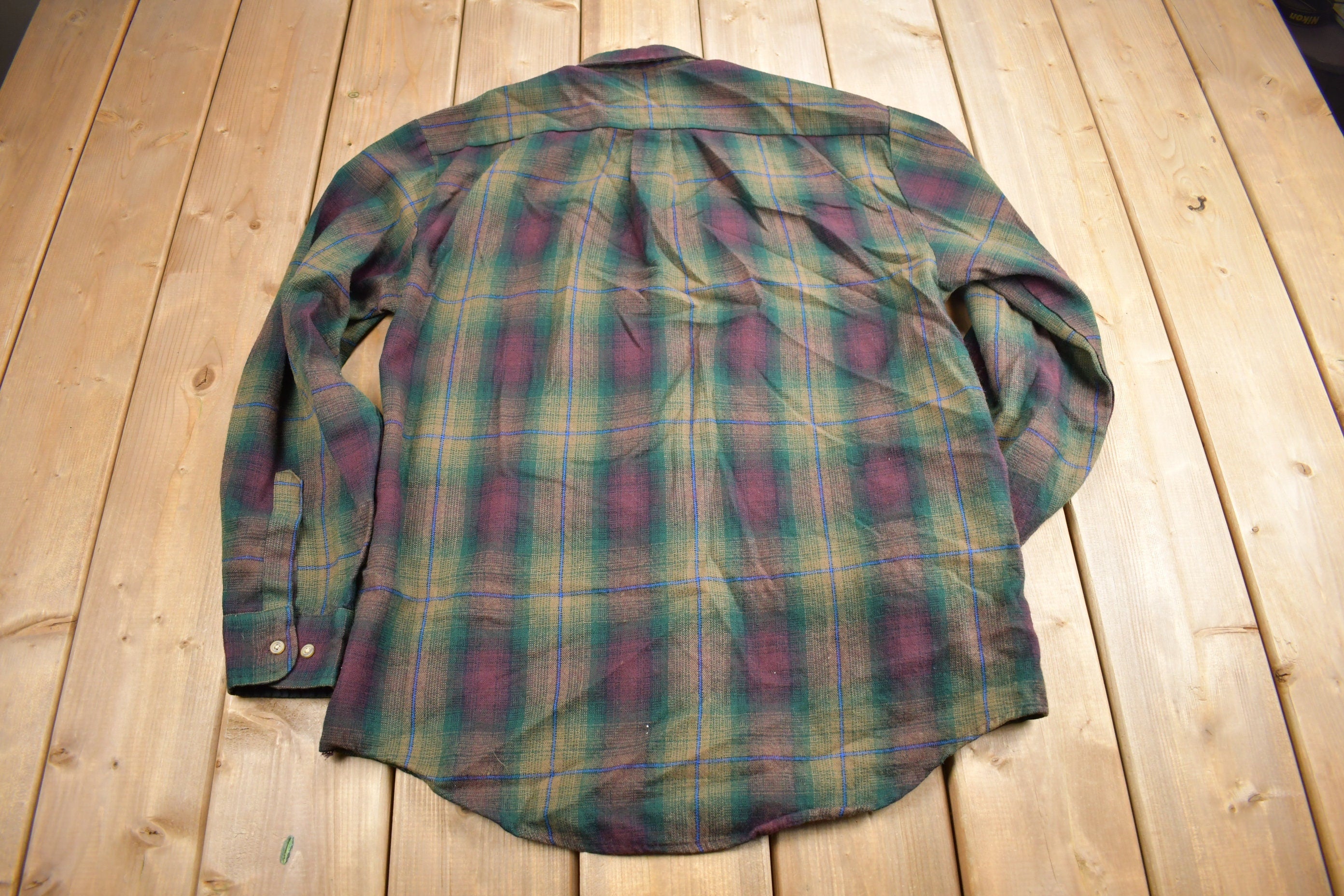Vintage 1990s Northwest Blue Plaid Flannel Button Up Shirt