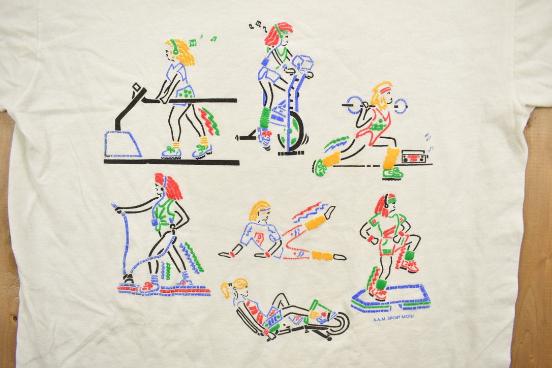 Vintage 1990s Working Out Graphic T-Shirt