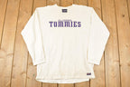 Vintage 1990s Thrashed Jansport St Thomas Tommies Graphic Print Crewneck Shirt Mens L  Made In USA  90's Destination Sweater