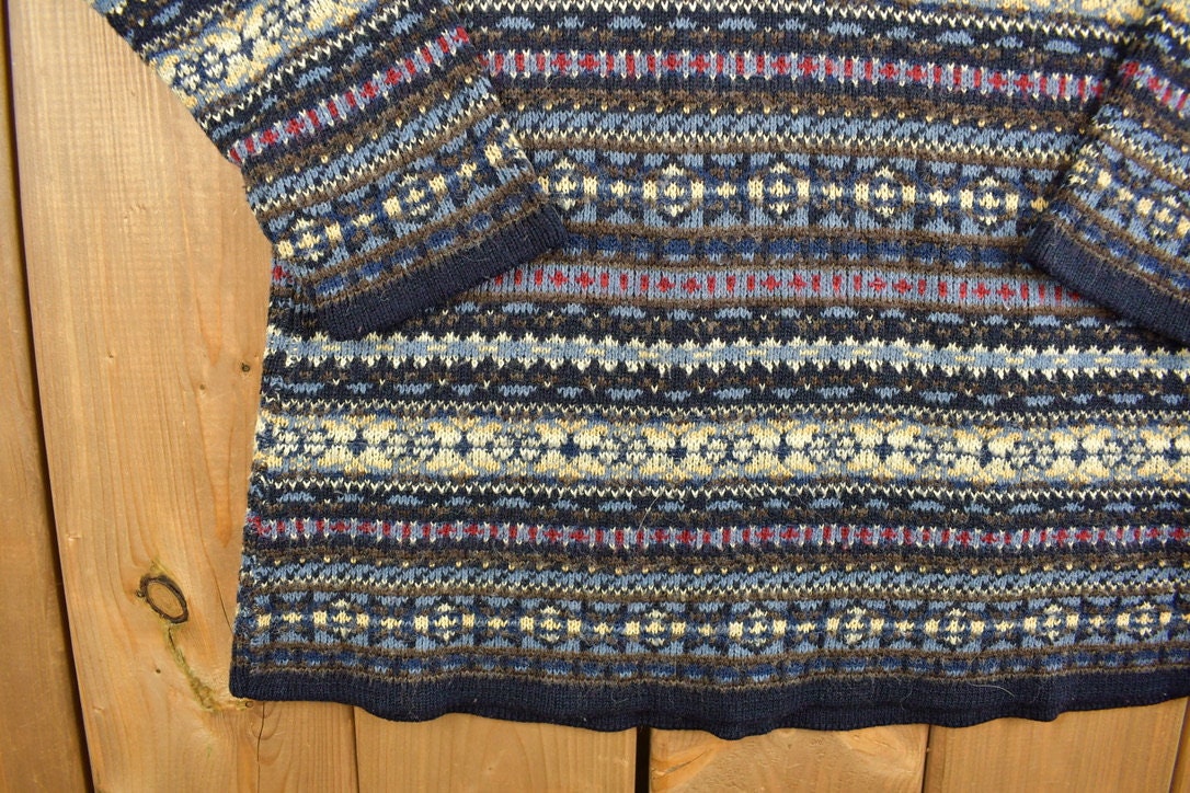 Vintage Hechter Jeans Quarter Zip Up Knitted Sweater